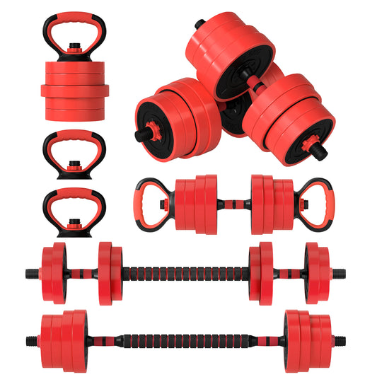 SPORTNOW 4-in-1 Adjustable Weight Set: Dumbbells, Barbell, Kettlebell, Push-Up