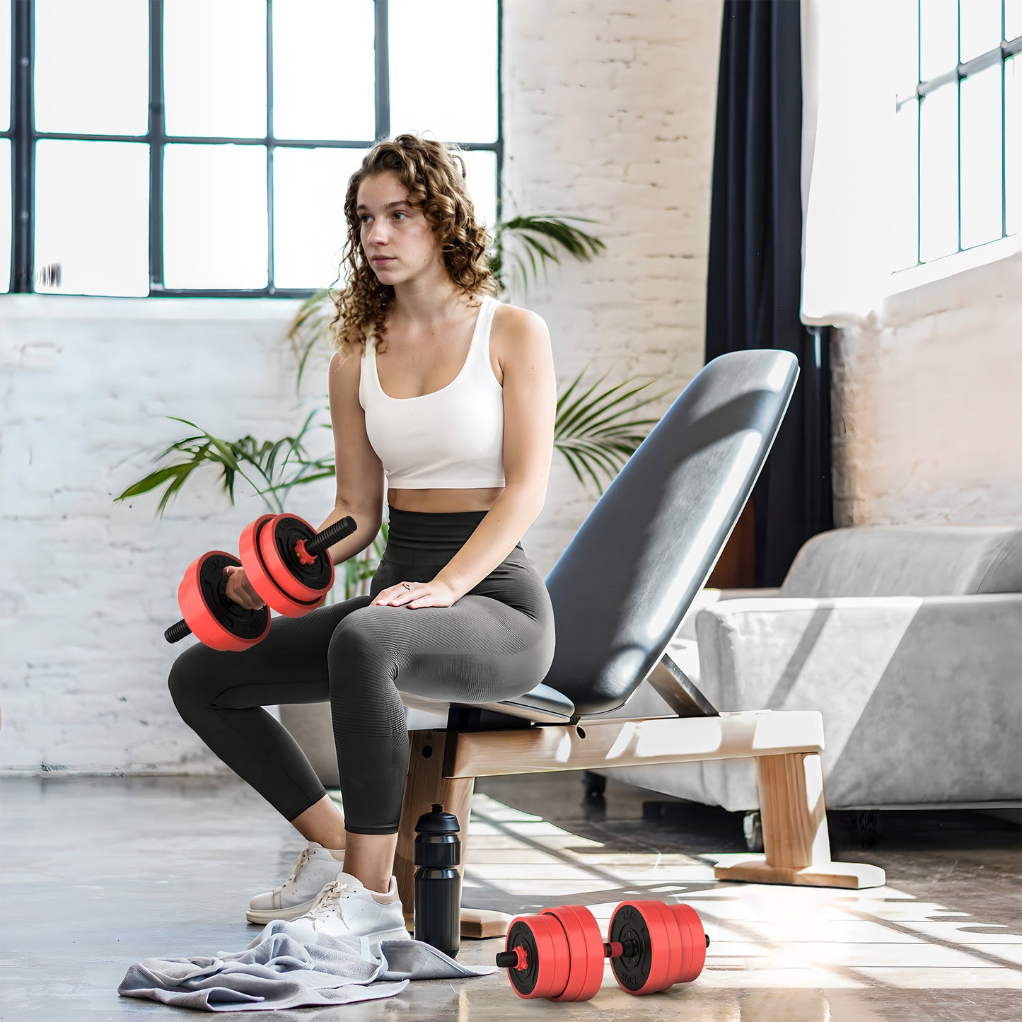 SPORTNOW 4-in-1 Adjustable Weight Set: Dumbbells, Barbell, Kettlebell, Push-Up