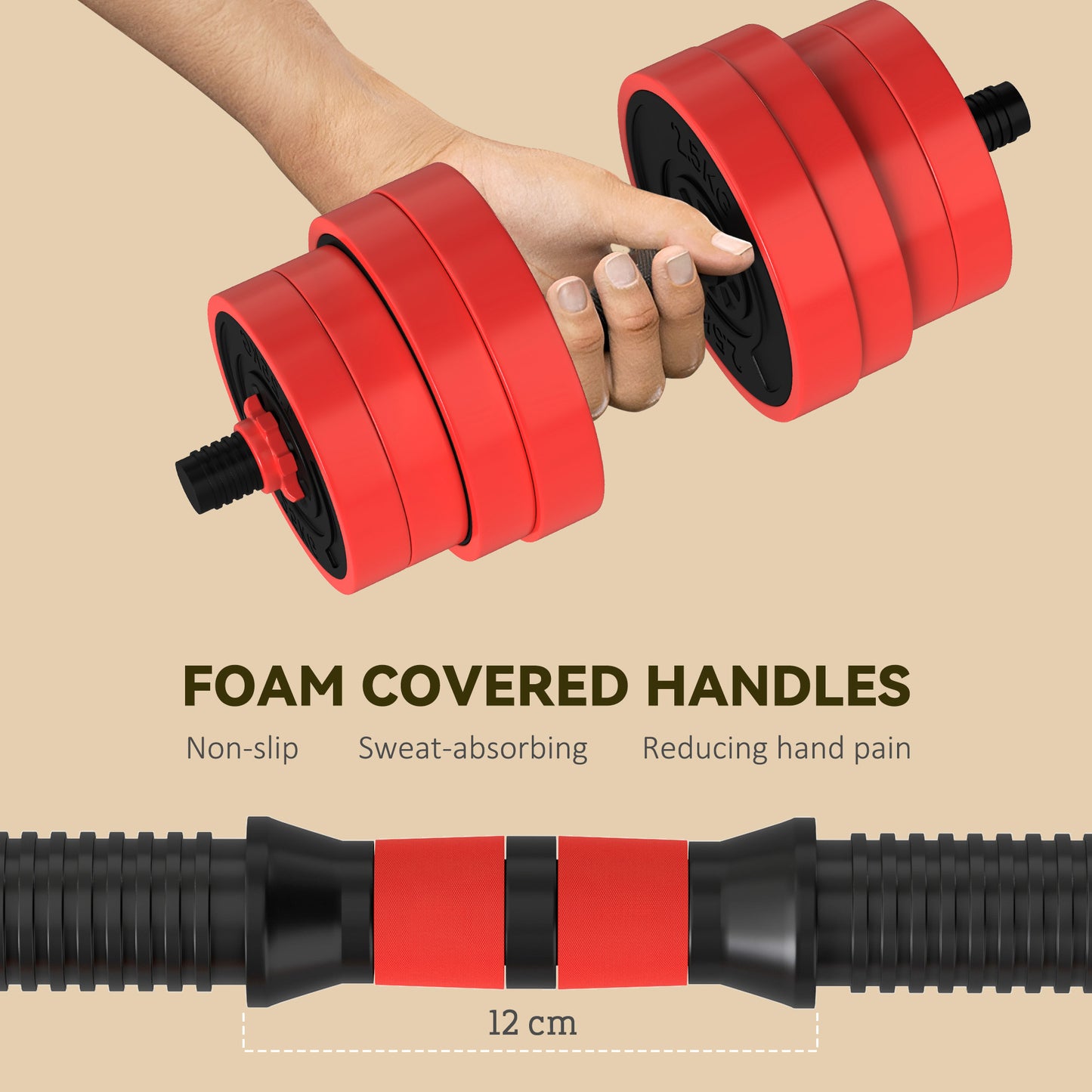 SPORTNOW 4-in-1 Adjustable Weight Set: Dumbbells, Barbell, Kettlebell, Push-Up