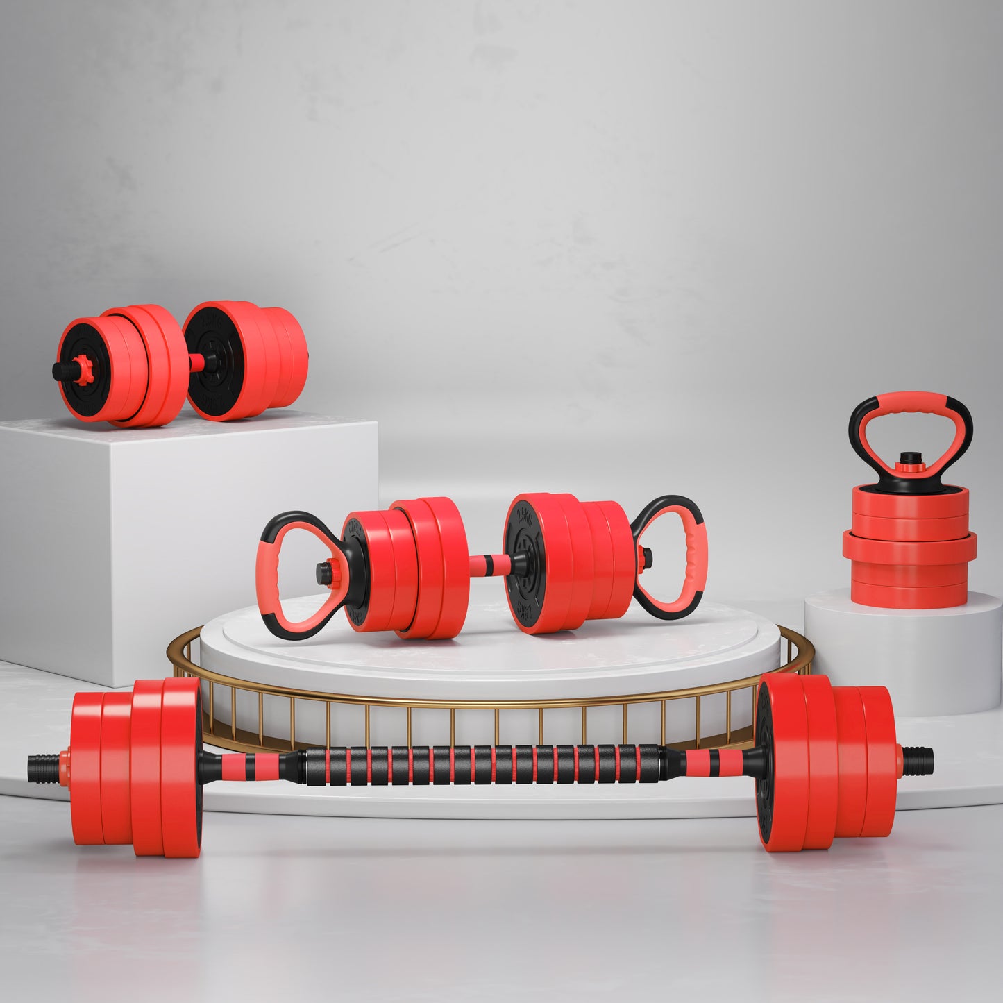 SPORTNOW 4-in-1 Adjustable Weight Set: Dumbbells, Barbell, Kettlebell, Push-Up