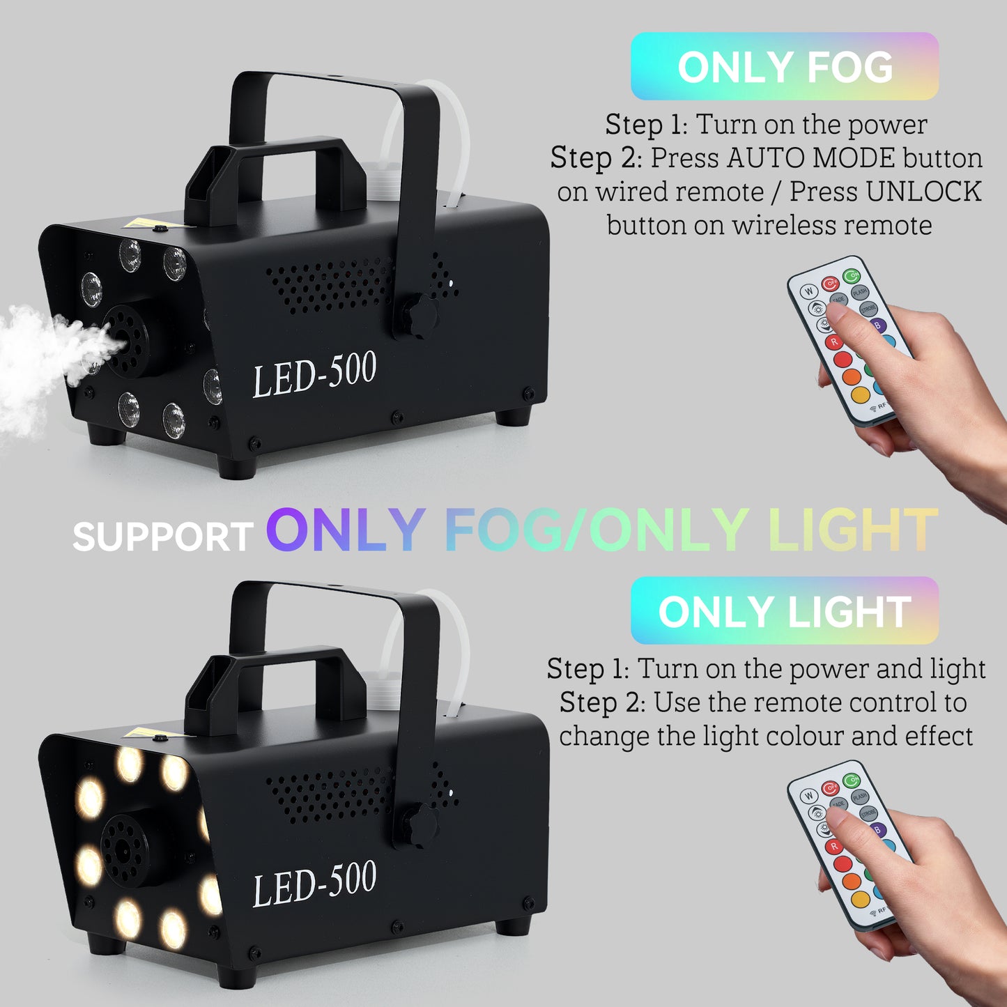 Halloween Fog Machine: 2000 CFM, 13 LED Colours & 4 Effects