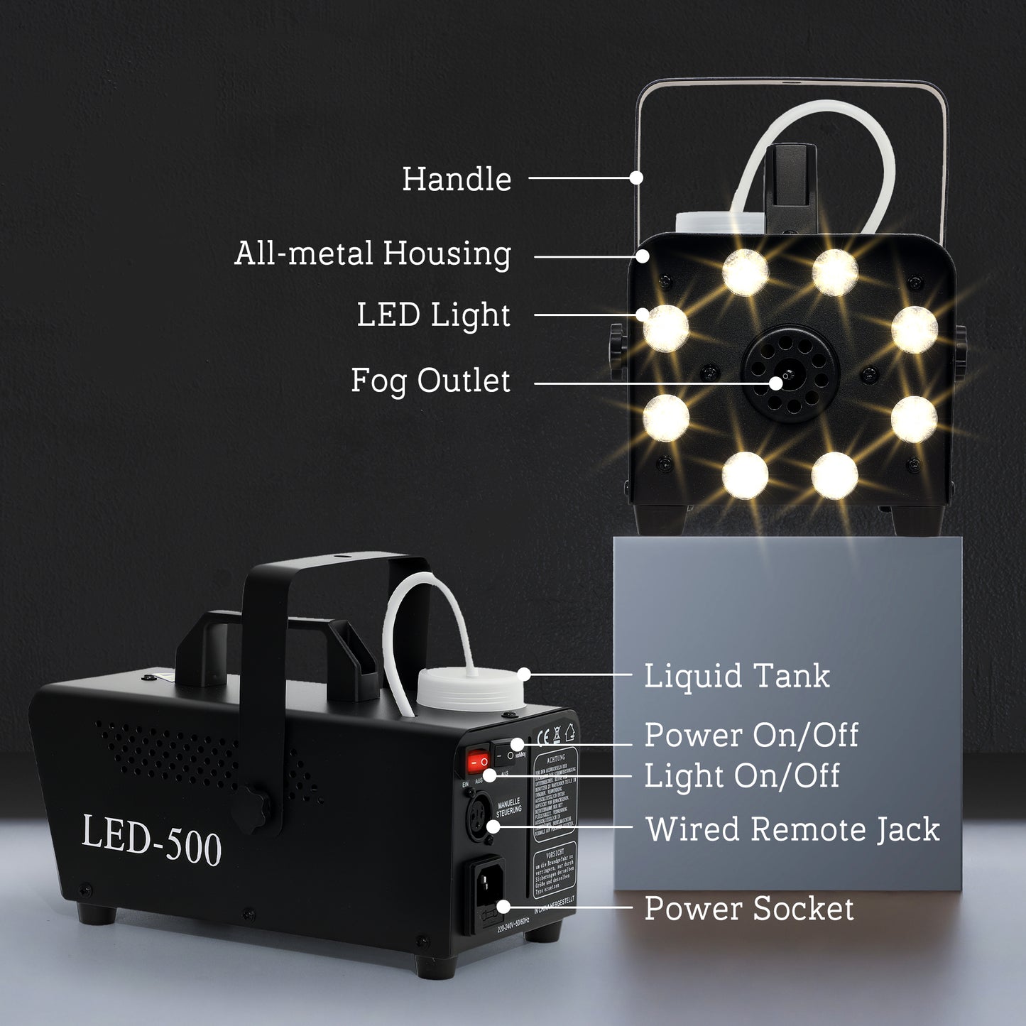 Halloween Fog Machine: 2000 CFM, 13 LED Colours & 4 Effects