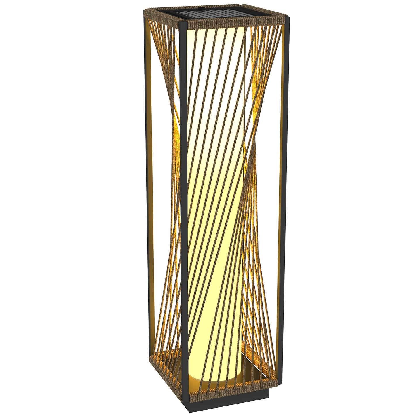 Rattan Solar Floor Lamp: Auto On/Off LED Garden Lights, Grey