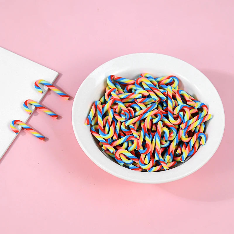 10/30/50Pcs Mini Candy Cane Christmas Decoration Red White Resin Candy DIY Crafts Xmas Pendant Navidad Home Decor 2025 New Year