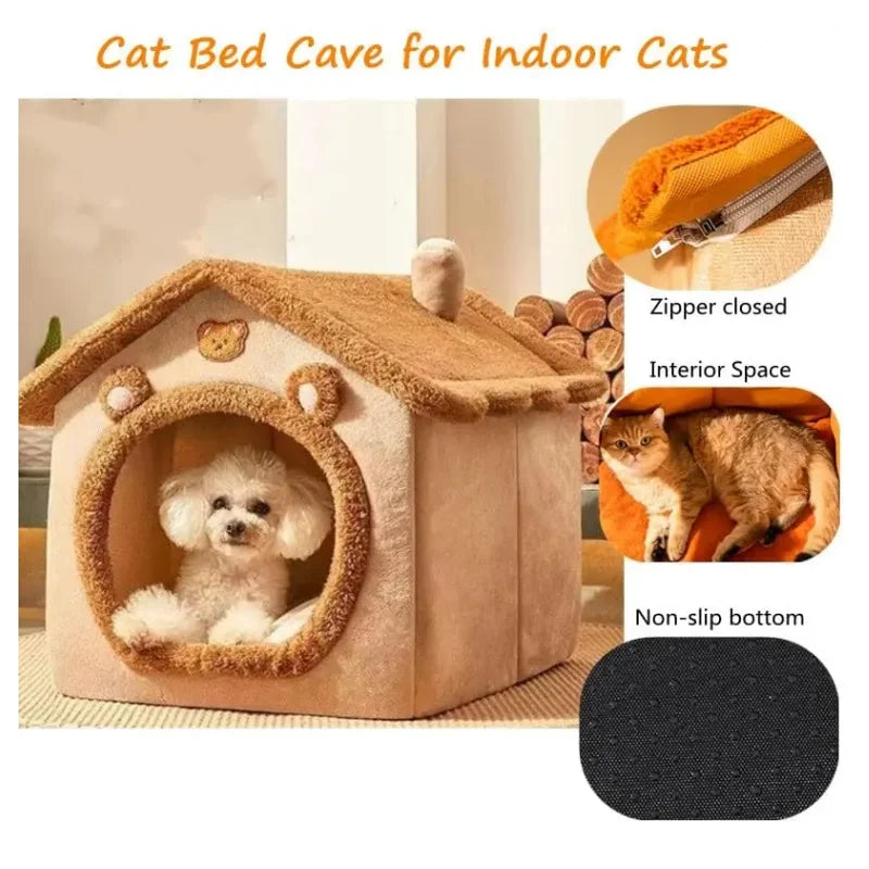 Winter Foldable Pet House Removable Washable Cave Sofa Pet Bed For Small Dogs And Cats
