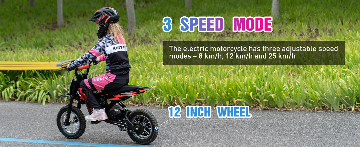 RCB Kids Electric Motorbike for Children, Up to 15.5 MPH & 9.3 Mile Range with 36V 4Ah Motor