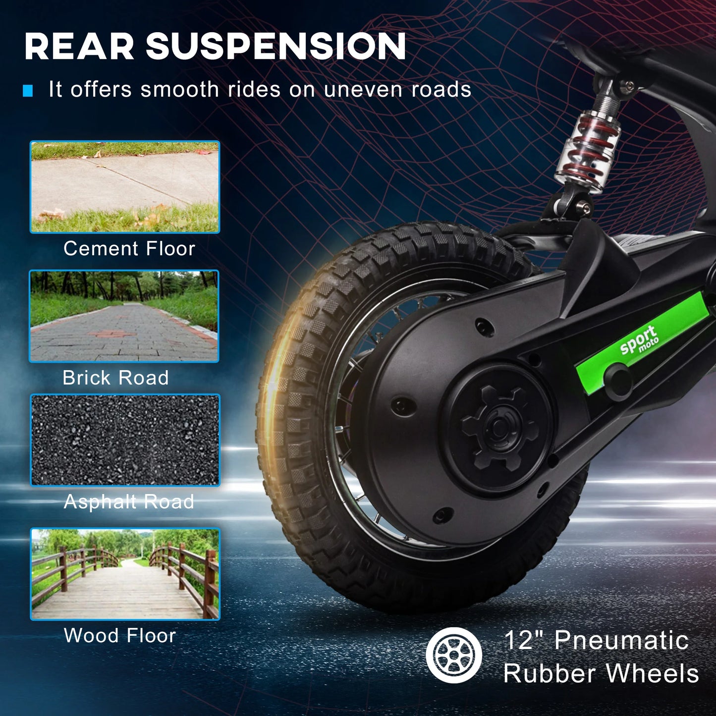 HOMCOM 24V Kids Electric Motorbike with Twist Grip Throttle, Music, Horn