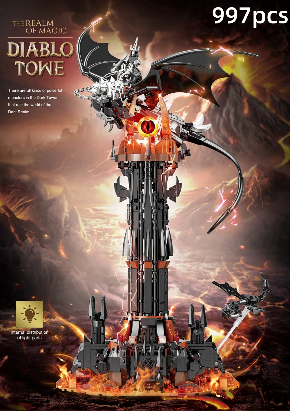 Moc-Lord Movie Rings Model The Fell Beast Magic Tower Building Blocks Fortress Castle Creative Assemble  Bricks Toys Gift For Kids