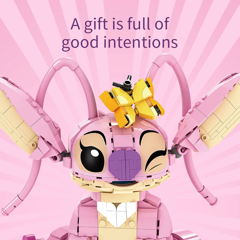 New Stitch Angel CP Building Blocks 2025 - Large Piece Cartoon Toys with Moving Ears Gift for Birthday