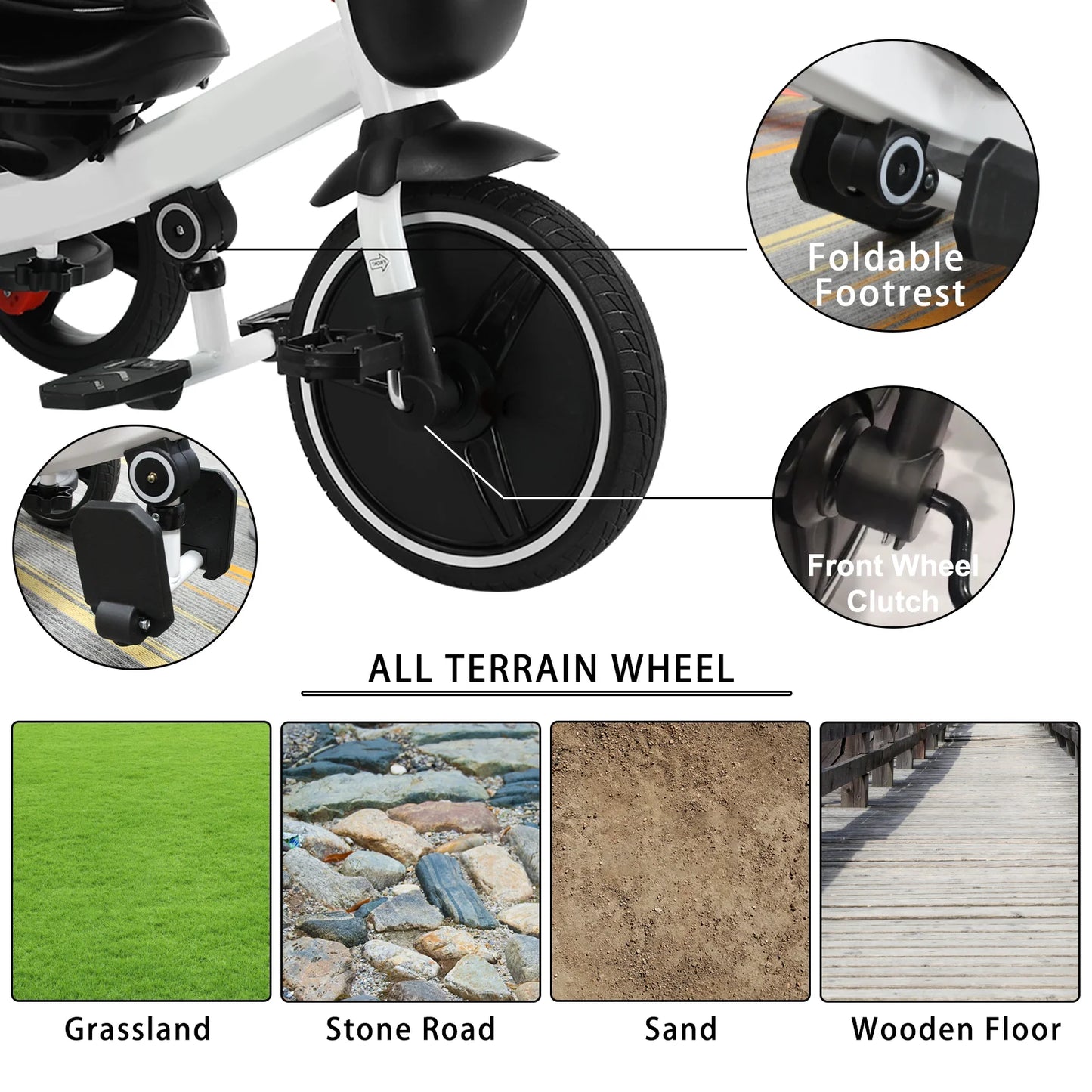 Ubravoo Baby Stroller Tricycle Ride Bike , 5-in-1, Adjustable Canopy 1-5 Years