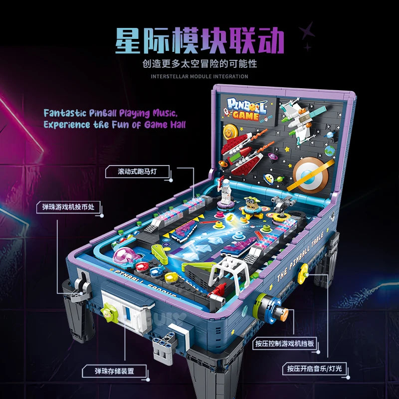 60526 MOC Idea Game Machine Pinball Table Building Blocks Bricks Assembling DIY Toys for Christmas Gift Set