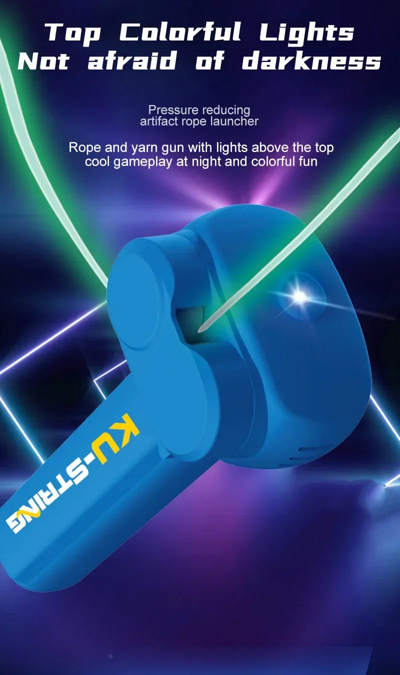 Light Toy String Glow In The Dark String Rope Launcher Luminous Portable Handheld String Stress Relief Toys For Kids