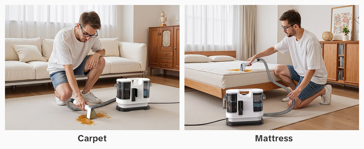 Lubluelu V8 800W Hot Water Carpet Cleaner  60°C Deep Clean Pet Stains 15kPa Strong Suction 5M Long Power Cord 1.75L Tank