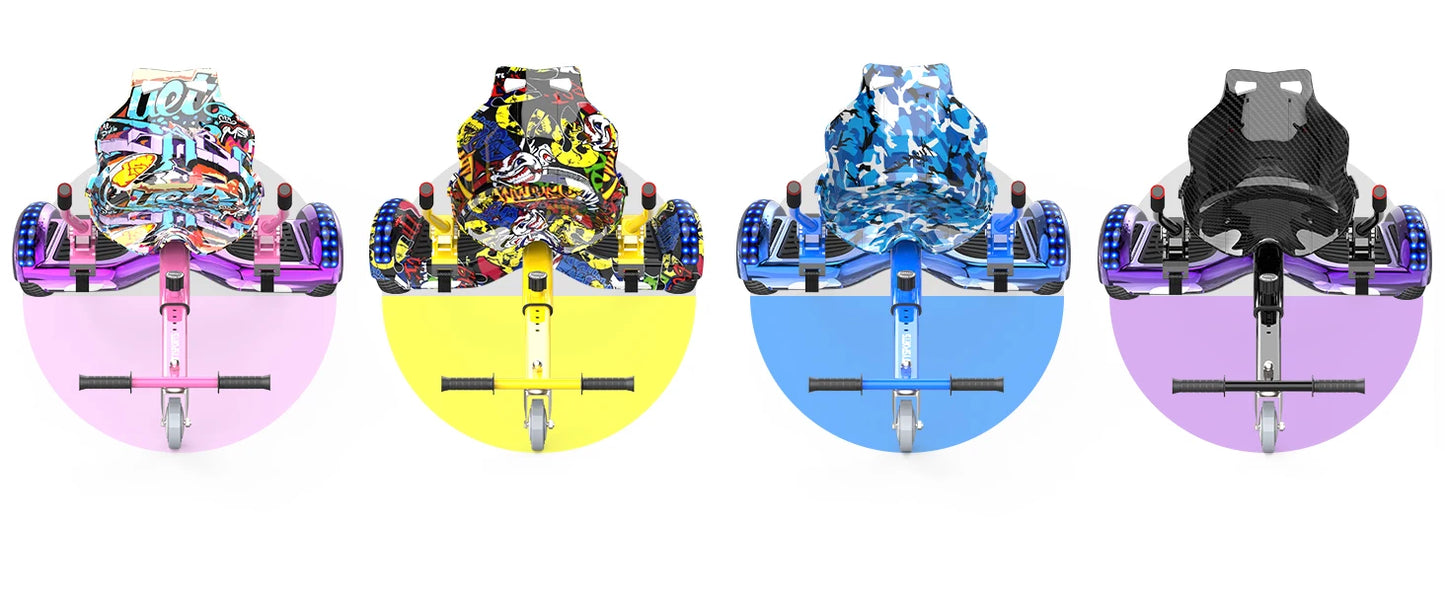 RCB 6.5-Inch Hoverboard with Go-Kart, Non-Slip Tire, LED Lights, Built-in Safety System, Electric Hoverboard for Kids & Adults