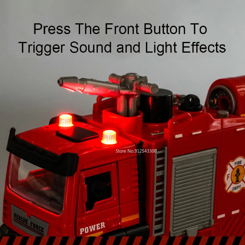 1:32 Scale Water Spray Fire Truck Model Ladder Trucks Toy Car Sound Light Christmas Gift