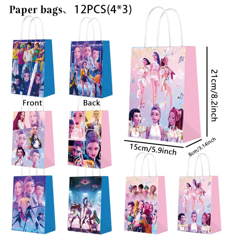 Kpop Demon Hunter Birthday Gift Bag Paper Box Party Favors Goodie Filler Candy Box Storage Party Supplies