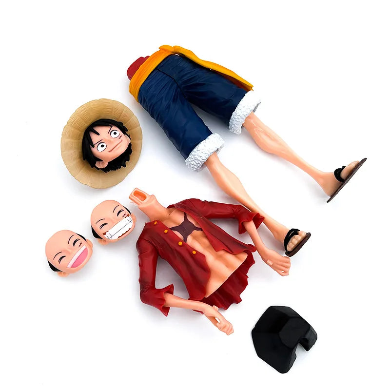 Hot 28cm One Piece Luffy Three Form Face Changing Doll Action Figurine Model Toys