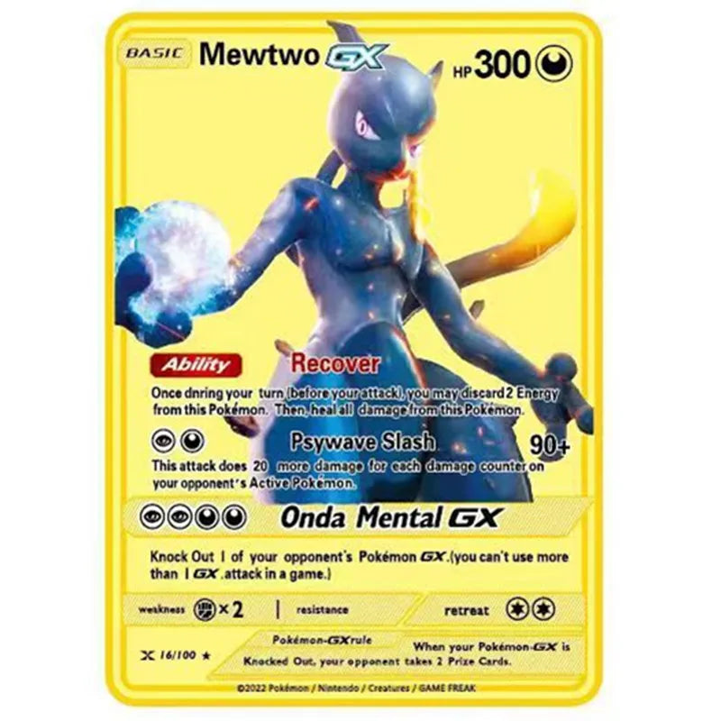 Pokemon English Metal Card Anime Pikachu Charizard Mewtwo Blastoise Vmax Shiny Letters Collection