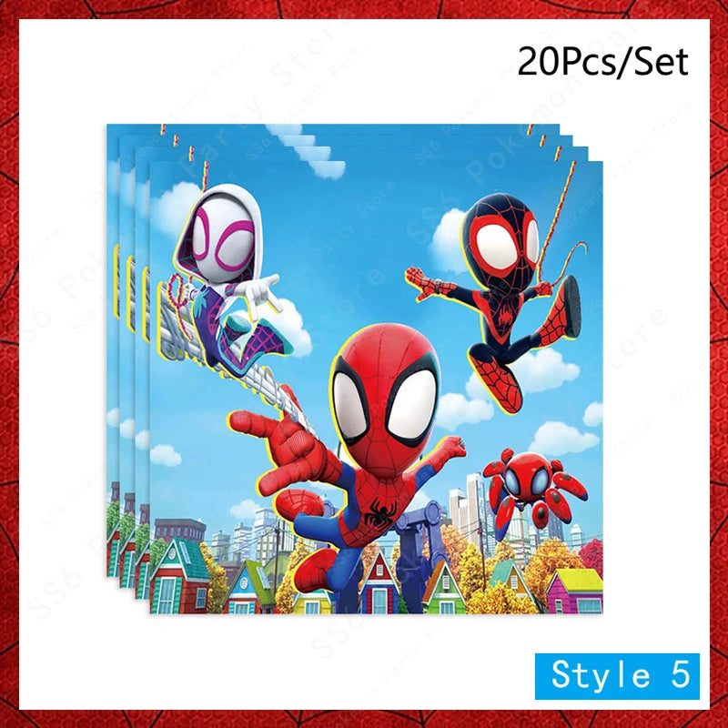 Spiderman Birthday Party Decorations Disposable Tableware Plate Cup Napkins Bags Supplies Set