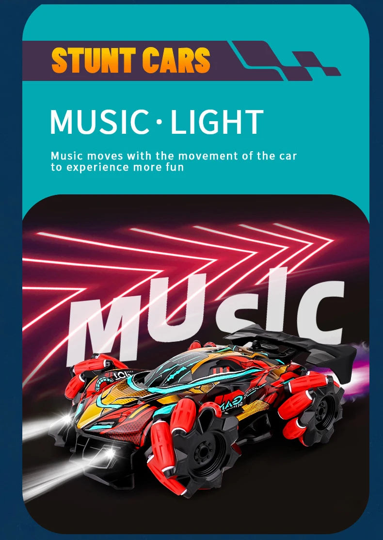 F1 RC Drift Car With Music Led Lights 2.4G Glove Gesture Radio Remote Control Spray Stunt Cars