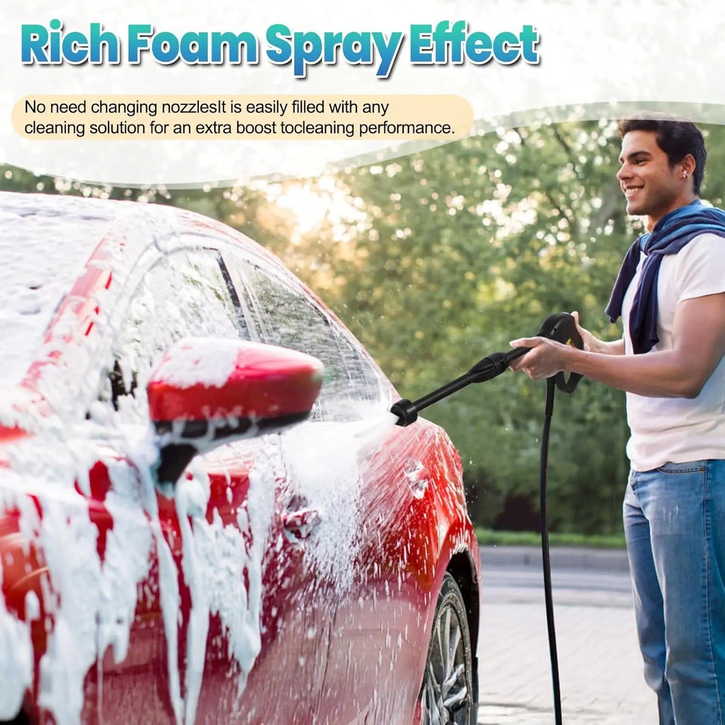 Electric Pressure Washer, 2000W 150Bar 450L/H Power Jet With Patio Cleaner Fix Brush,Turbo Nozzle Soap Dispenser