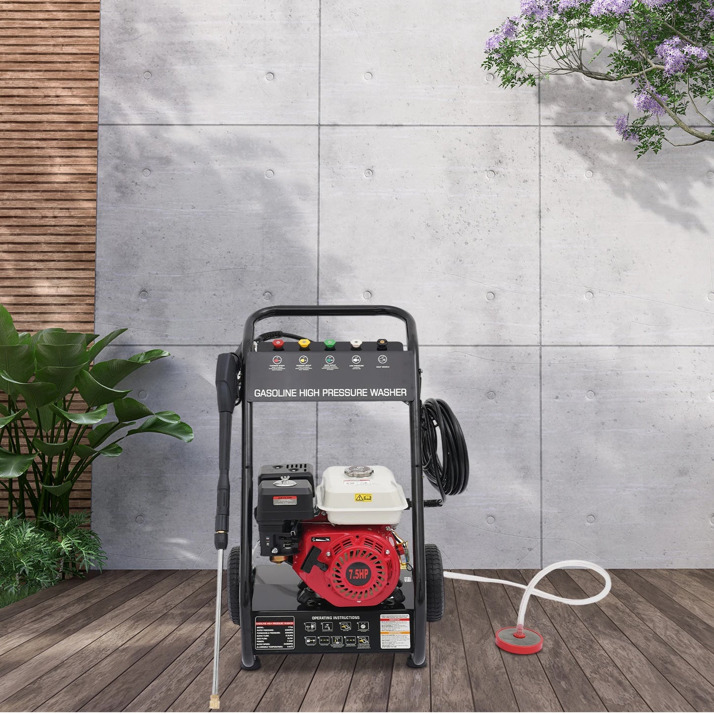 High-pressure Washer Gasoline Water Spray Gun, Pressure Dirt Machine 7.5HP Powerful, 170-190Bar