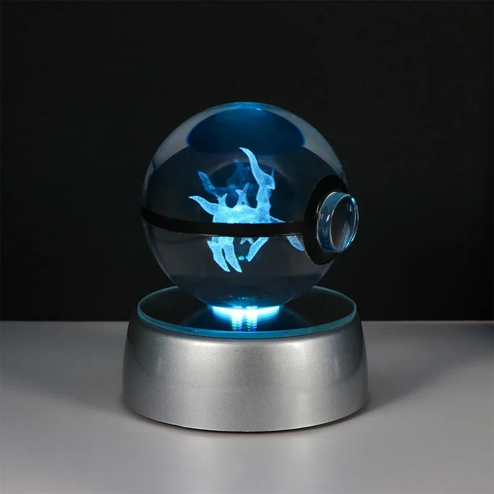 Pokemon 3D Crystal Ball Pikachu Gengar Eevee Mewtwo Anime Led Night Light