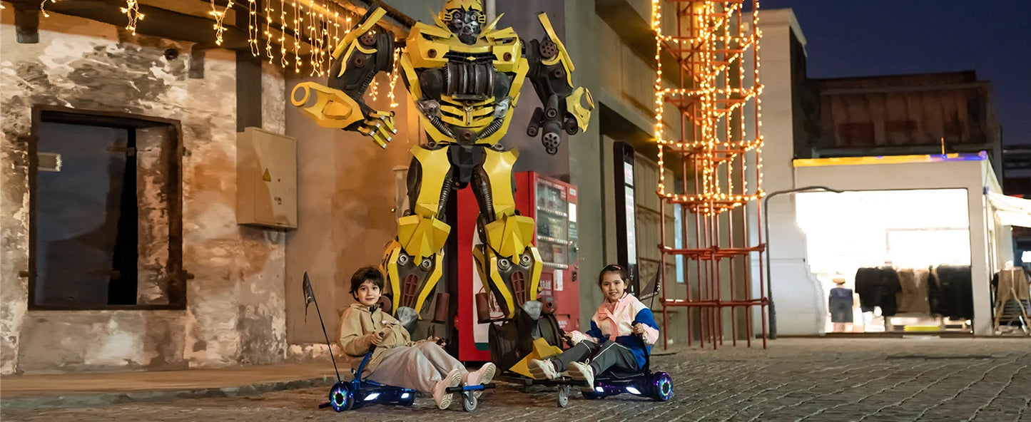 RCB 6.5-Inch Hoverboard with Go-Kart, Non-Slip Tire, LED Lights, Built-in Safety System, Electric Hoverboard for Kids & Adults