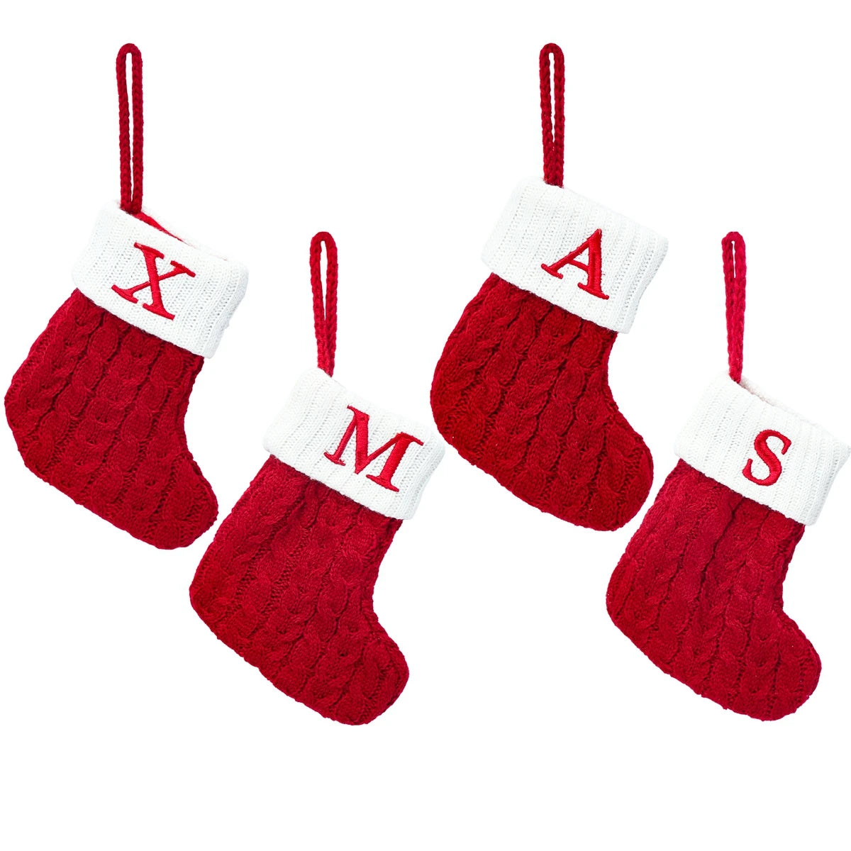 Christmas Socks Knitting Snowflake Letter Decoration 2025 For Home Xmas Tree Ornament Gift