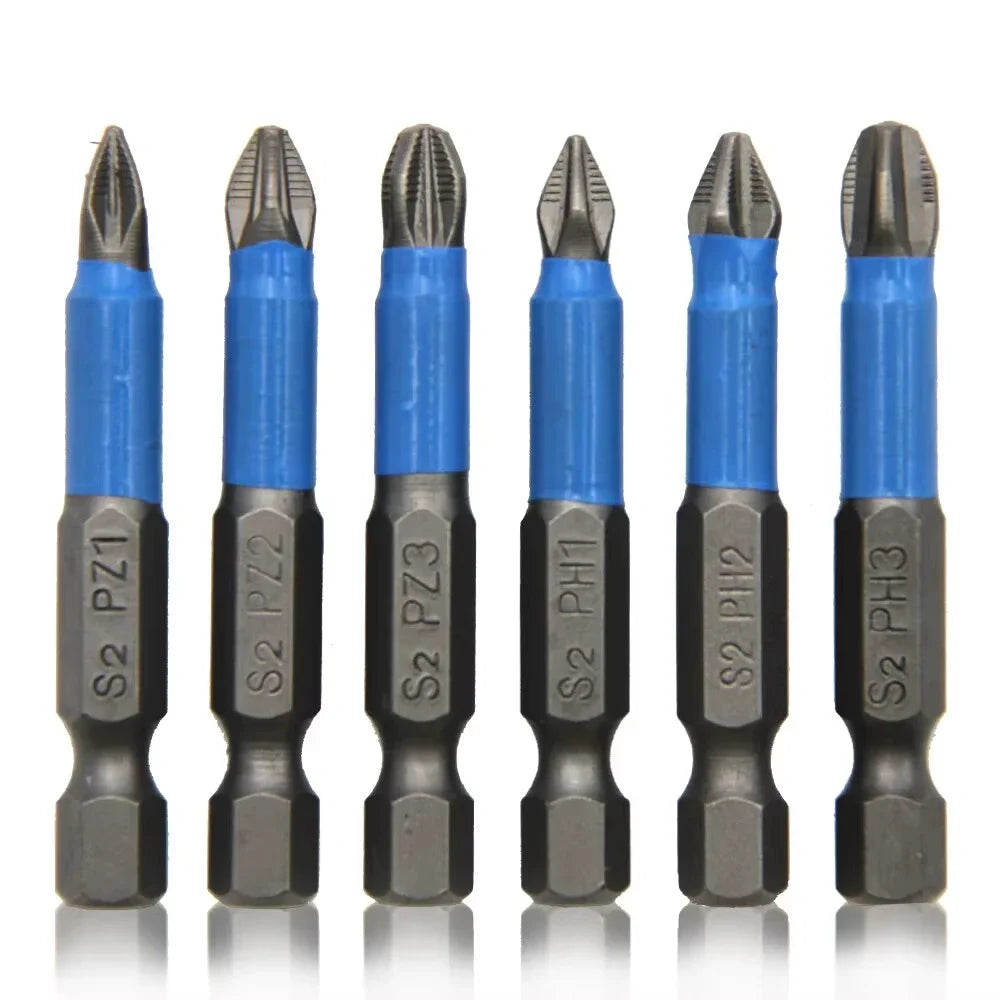 6Pcs Hexagonal Handle Anti Skid Electric Screwdriver Woodworking Cross Screwdriver Tool Set PH1 PH2 PH3 PZ1 PZ2 PZ3