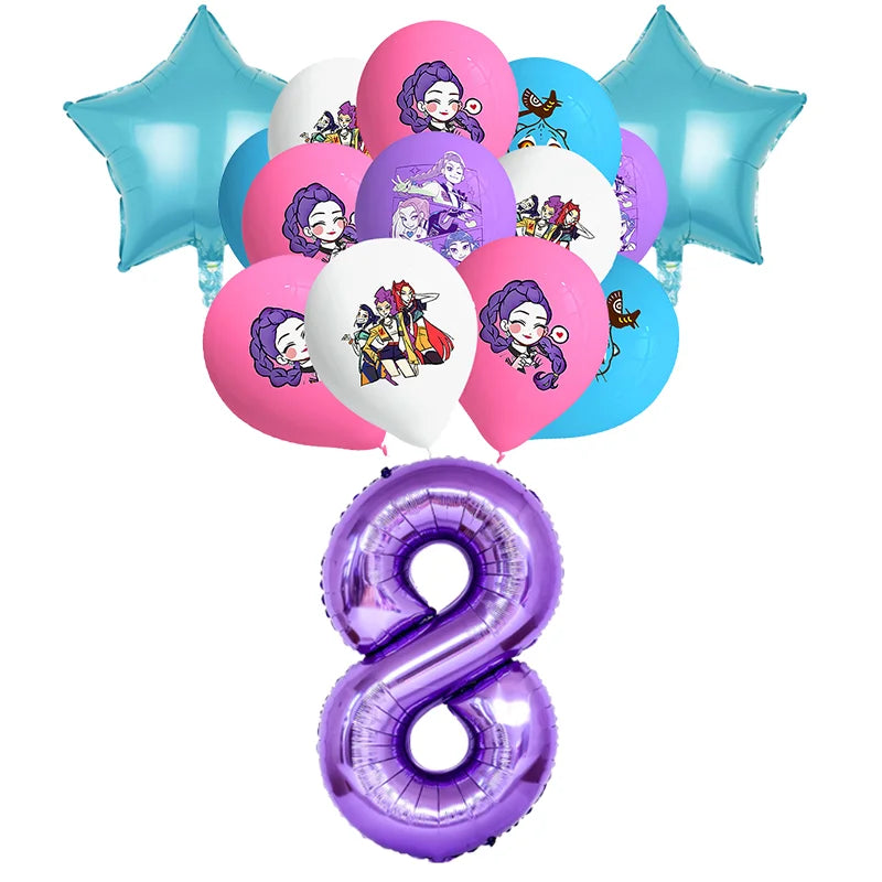NEW Kpop Demon Hunter Decoration Birthday Supplies Kpop Birthday Theme Ballons Plate Cup Napkin Gift Bag Background Party Favor
