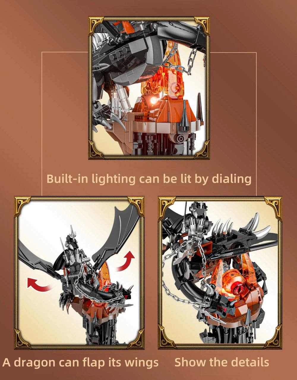 Moc-Lord Movie Rings Model The Fell Beast Magic Tower Building Blocks Fortress Castle Creative Assemble  Bricks Toys Gift For Kids