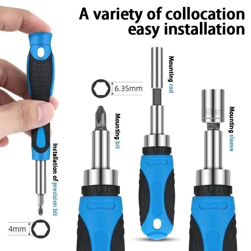 34/44 PCS Multifunction Screwdriver Ratchet Bit Kit One Word Cross Hexagon Screwdriver Small Screwdriver Socket Head Set