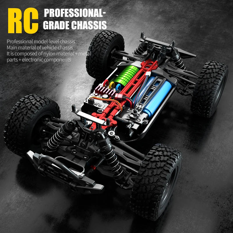 70KM/H Professional RC Car: Brushless Motor, 1:16 Scale 4WD High-Speed Off-road Climbing Vehicle W LED Light