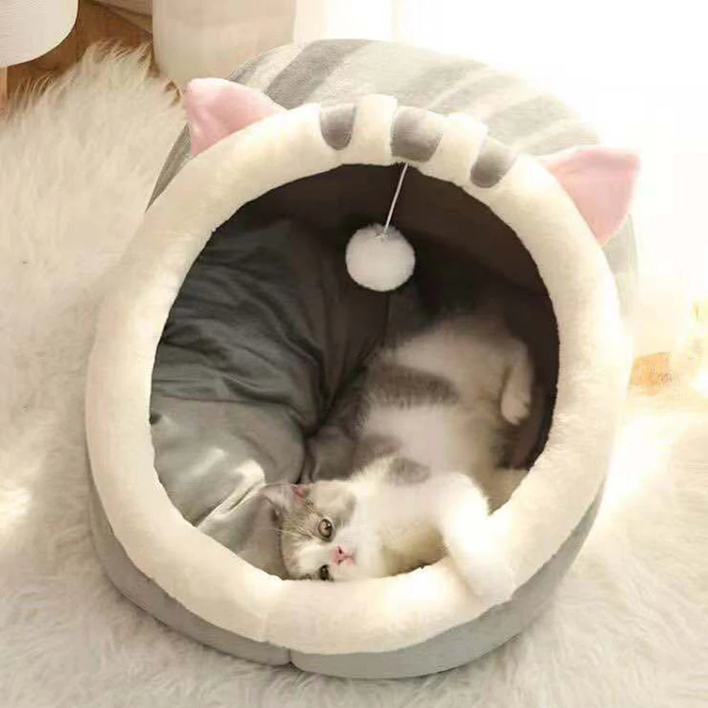 1PC Warm Winter Four Seasons Universal Semi-Closed Cute Comfortable Cat Nest Bed