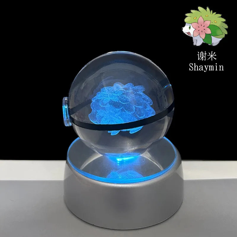 Pokemon 3D Crystal Ball Pikachu Gengar Eevee Mewtwo Anime Led Night Light