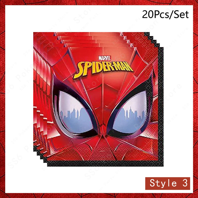 Spiderman Birthday Party Decorations Disposable Tableware Plate Cup Napkins Bags Supplies Set