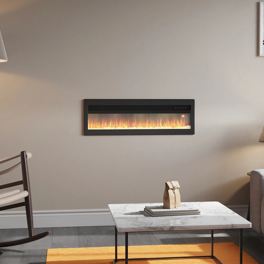 LED Electric Wall Fireplace 9 Flame Colours with Freestanding Leg, Black 40inch