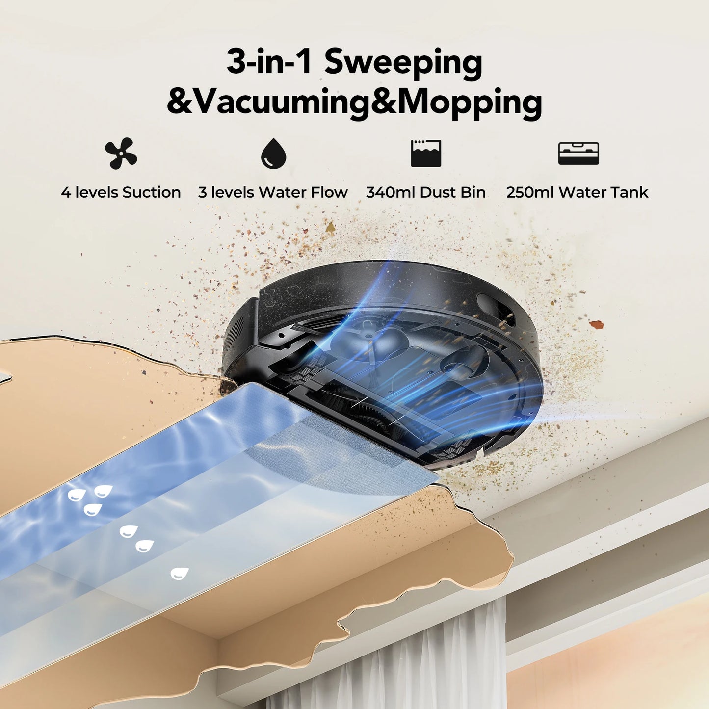 L15 ultra Robot Vacuum And Mop Combo 3 In 1 Vacuum Cleaner Auto-Charging 5 Maps
