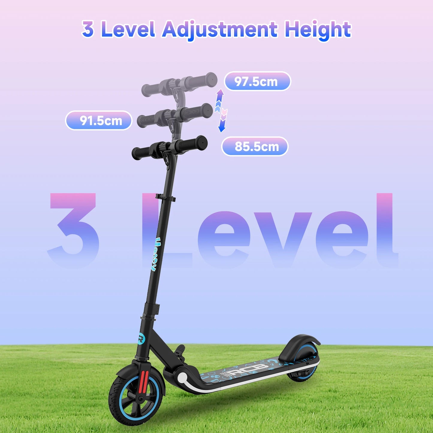 RCB Electric Scooter for Kids Ages 6-12, Up to 16KM/H & 8KM, LED Display Lightweight