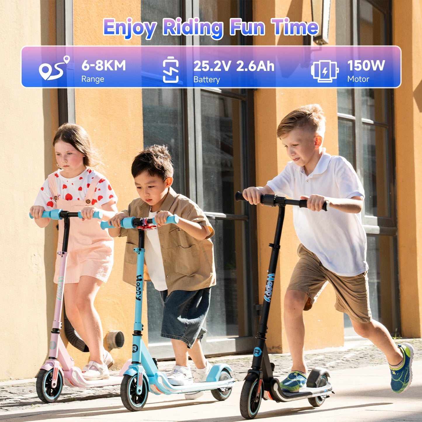 RCB Electric Scooter for Kids Ages 6-12, Up to 16KM/H & 8KM, LED Display Lightweight