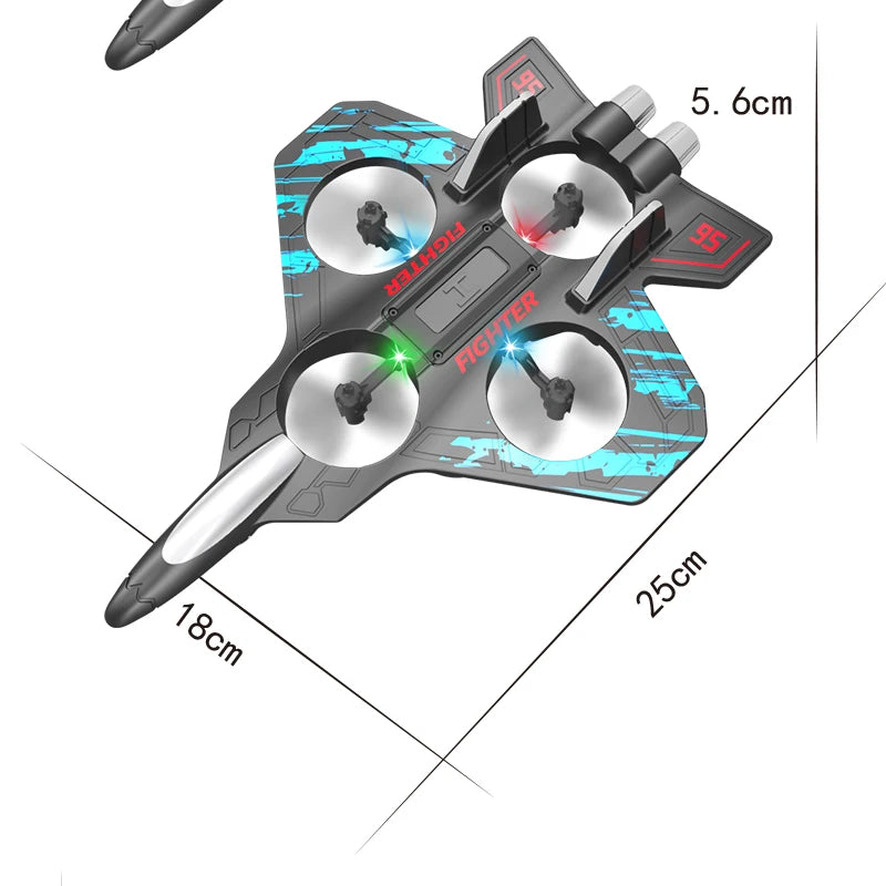 2.4G Remote Control Fighter Electric Foam Glider Stunt Tumbling UAV Helicopter with LED Lights