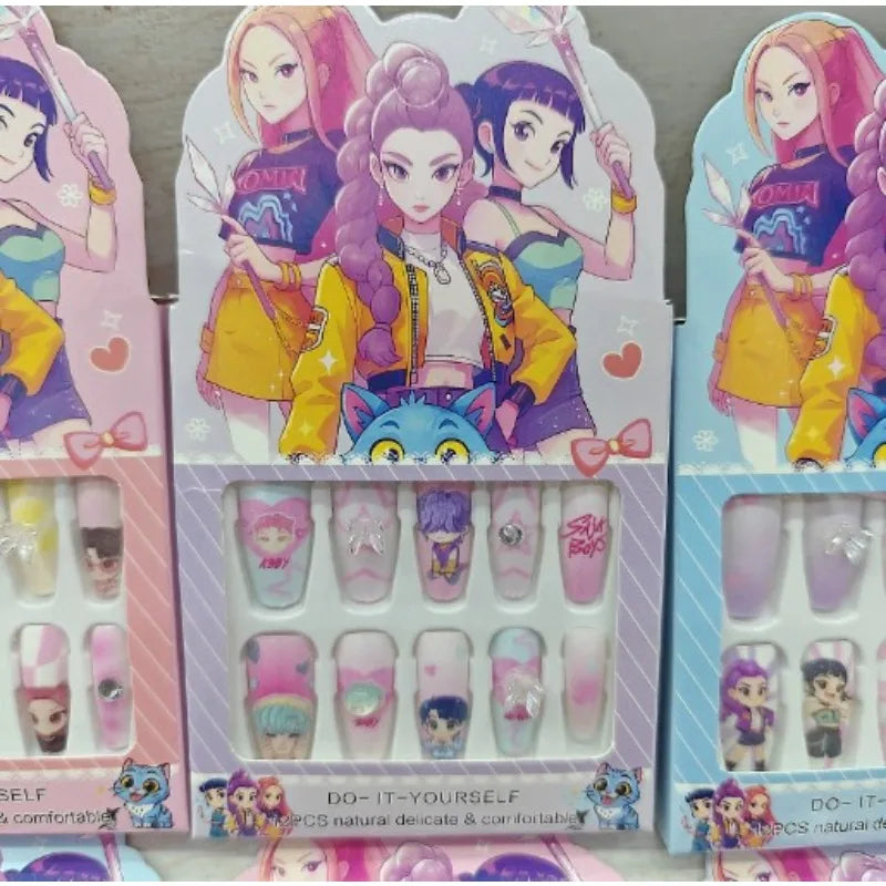 New Hot Kpop Demon Hunter Girl Group Boutique Children's Girls Exquisite Wearable Nail Stickers Toy