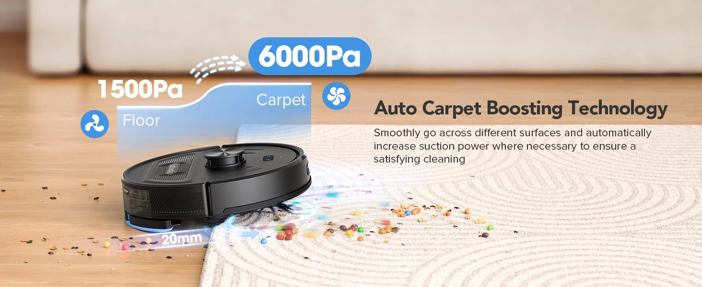 Lubluelu L20Max Self-Emptying 3-in-1 Robot Vacuum Mop - 6000Pa Suction LiDAR Navigation Large Dust Bag Hands-Free 120min Runtime