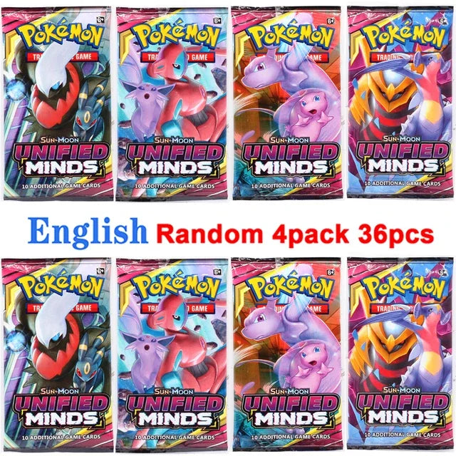 4 Pack Pokemon Cards 151 Team up Sun & Moon Thunder English Trading Card Collectible