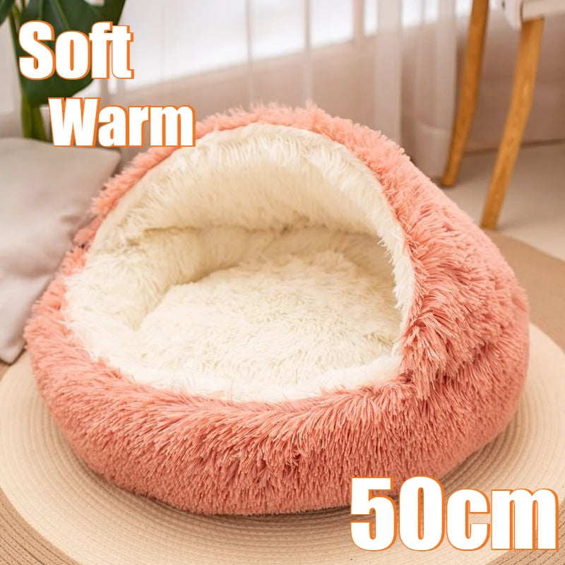 2 in 1 Soft Plush Pet Bed 50CM with Cover Round Pet Puppy Mattress for Small Dogs Cats