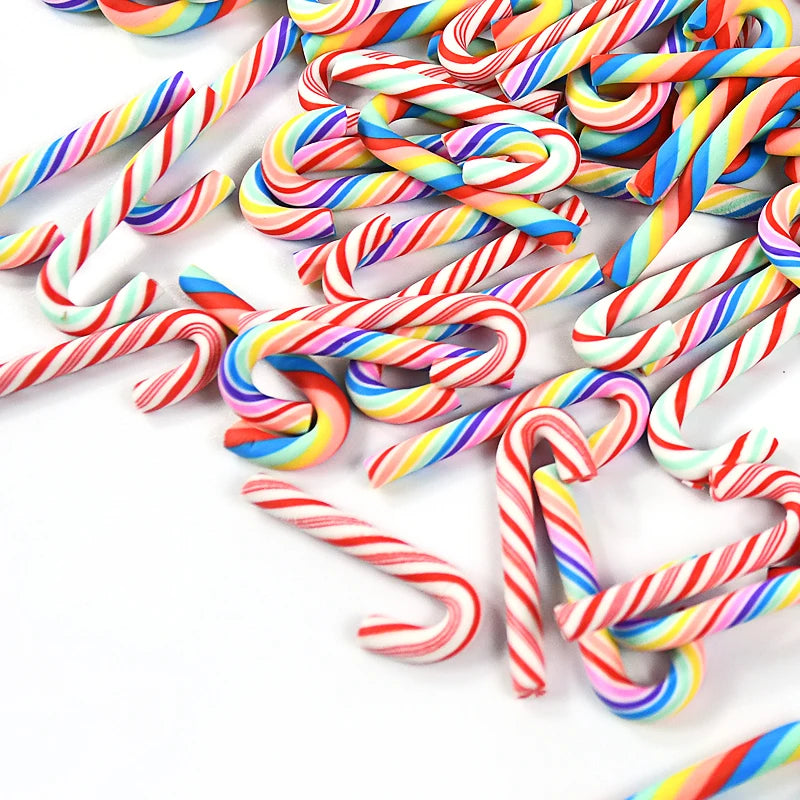 10/30/50Pcs Mini Candy Cane Christmas Decoration Red White Resin Candy DIY Crafts Xmas Home Decor