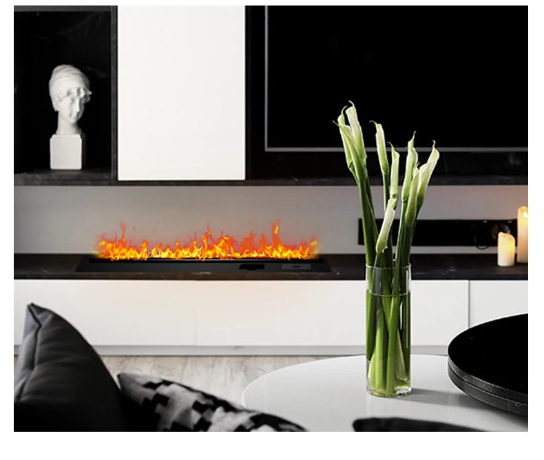 Water Vapor Fireplace Germicidal UV Lamps Customized 3D Flame Electric Fireplace Tv Stand