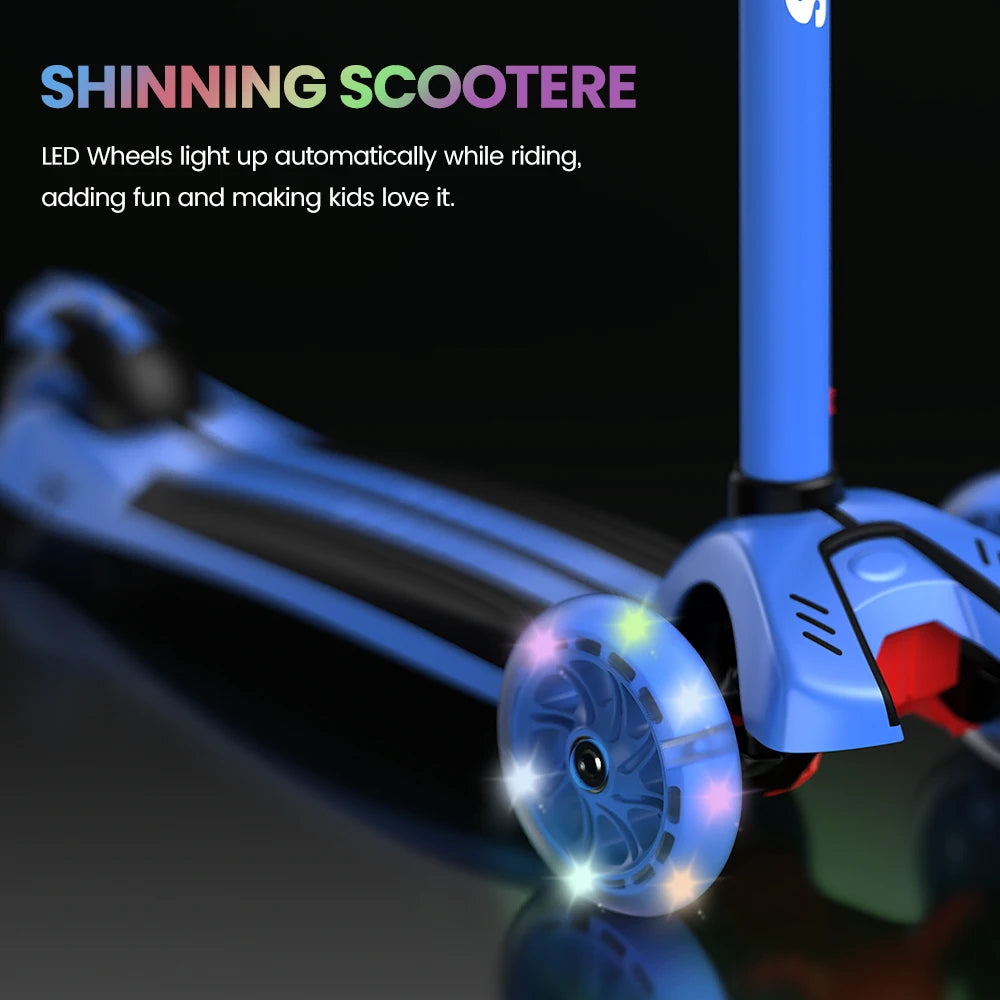 Sejoy Baby Scooter with LED Wheels Adjustable Height, Foldable Design & Dual Modes 2-8 Years