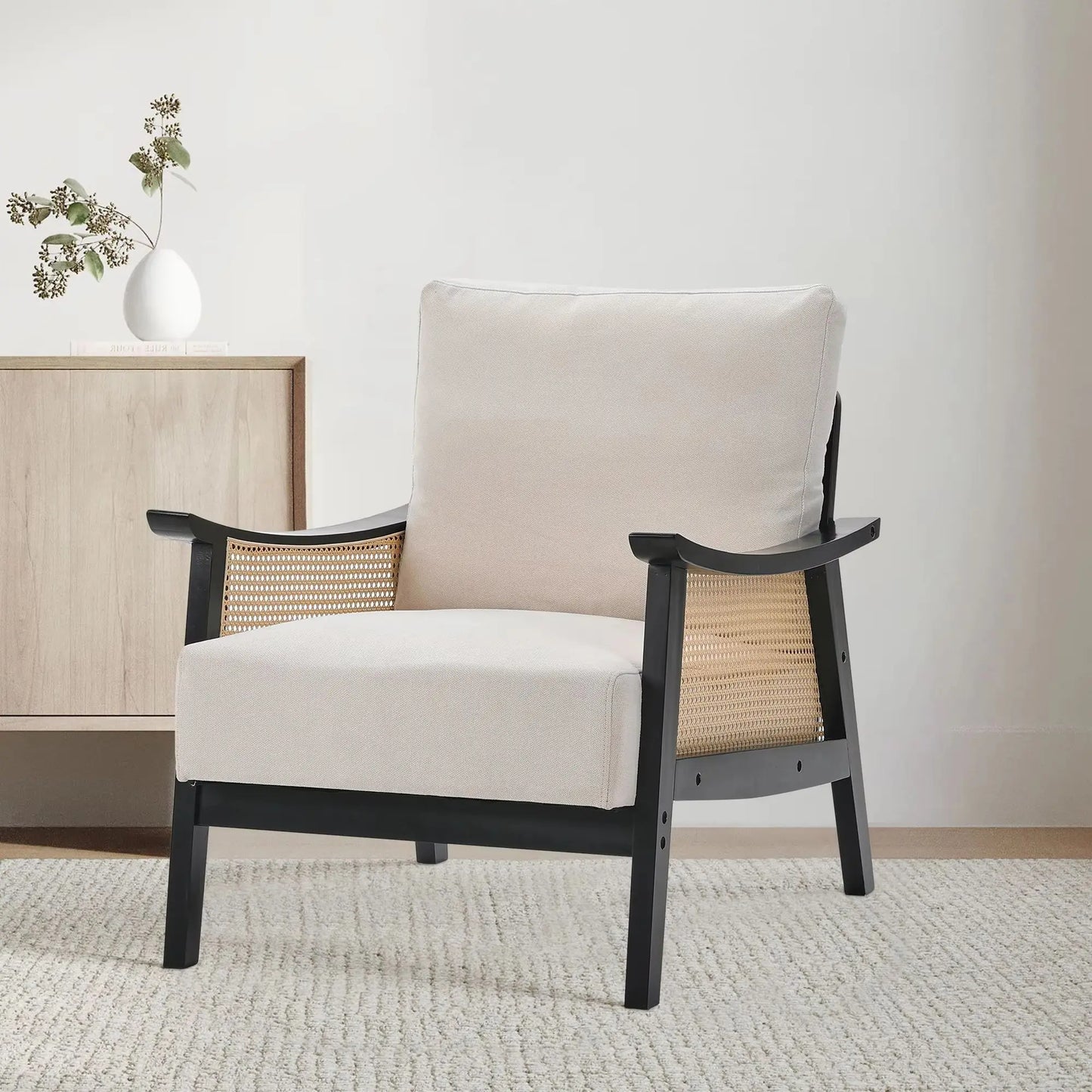 Mid Century Rattan Chair for Living Room Bedroom, 69Cm W X 79Cm D X 79Cm H